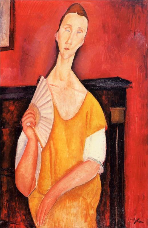 Woman with a Fan (Lunia Czechowska) - Amedeo Modigliani Paintings